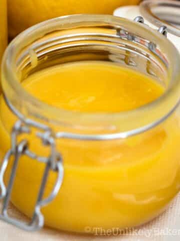 A jar of mango curd.