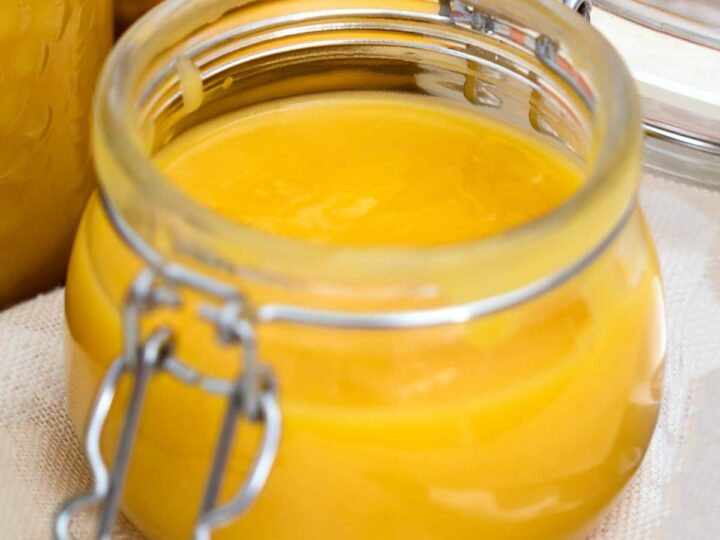 A jar of mango curd.