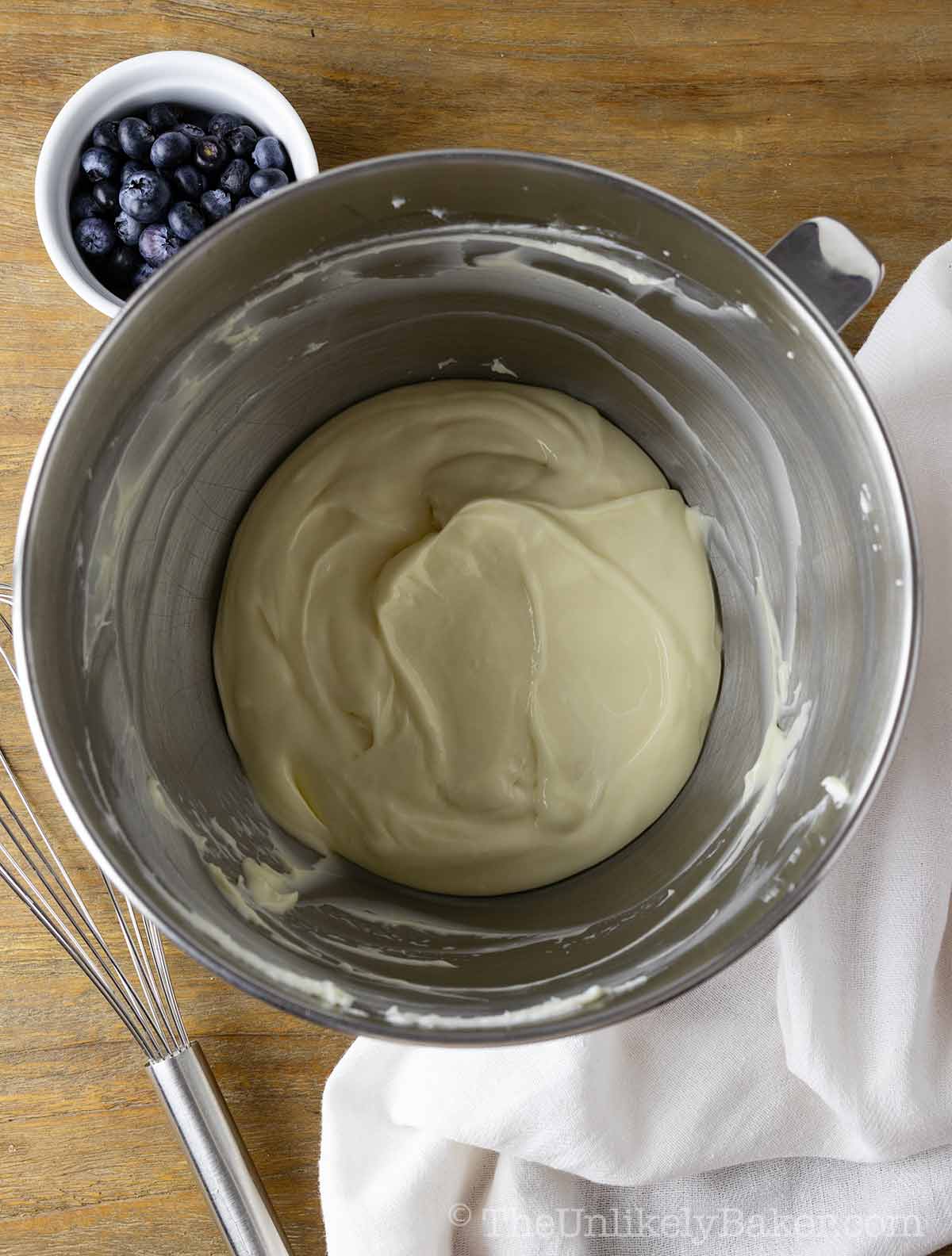 Cream cheese mixture in a bowl.