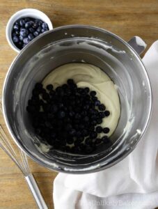 Fresh blueberries added to cream cheese mixture.