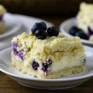 A slice of blueberry cream cheese bars.