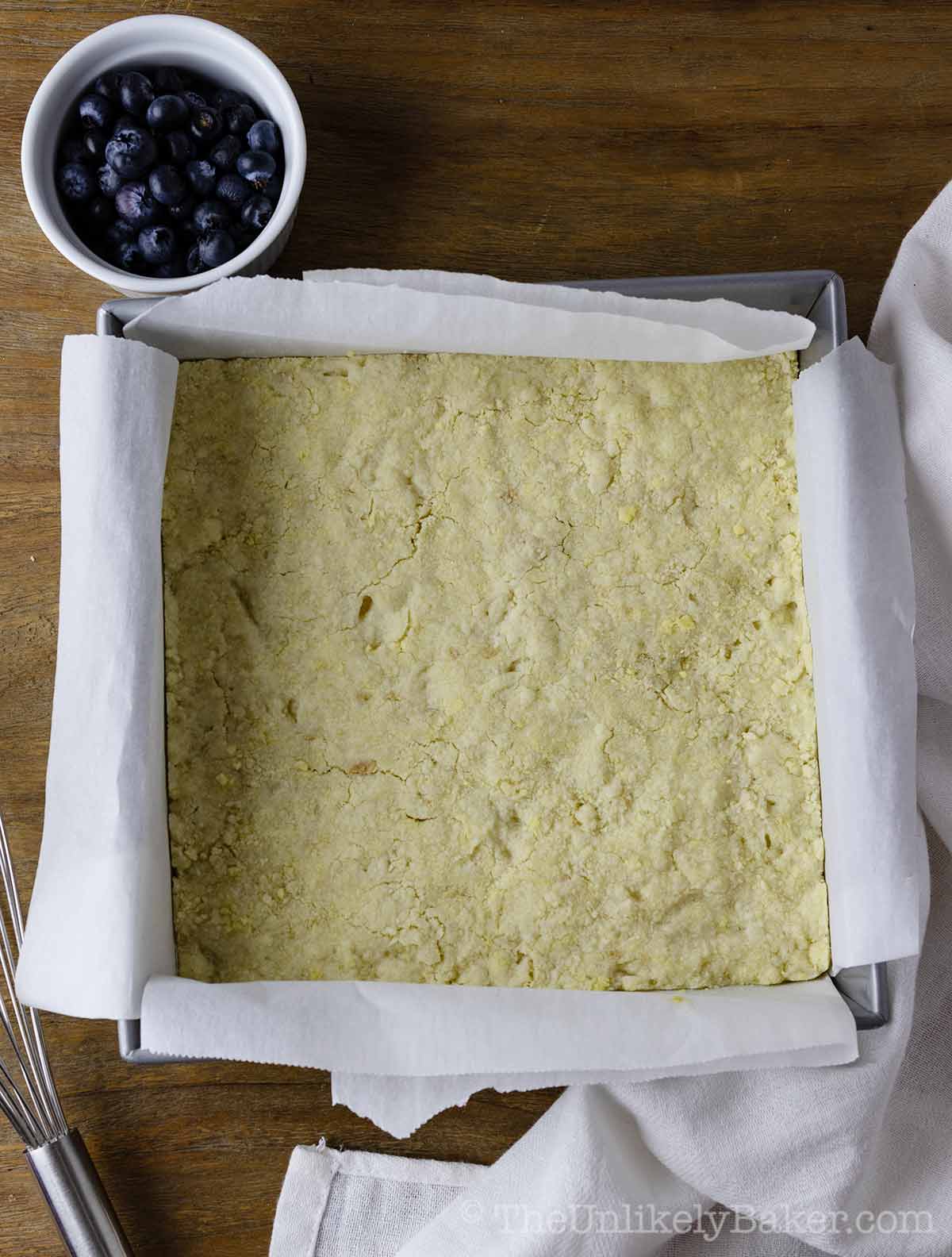 Freshly baked golden brown shortbread crust.