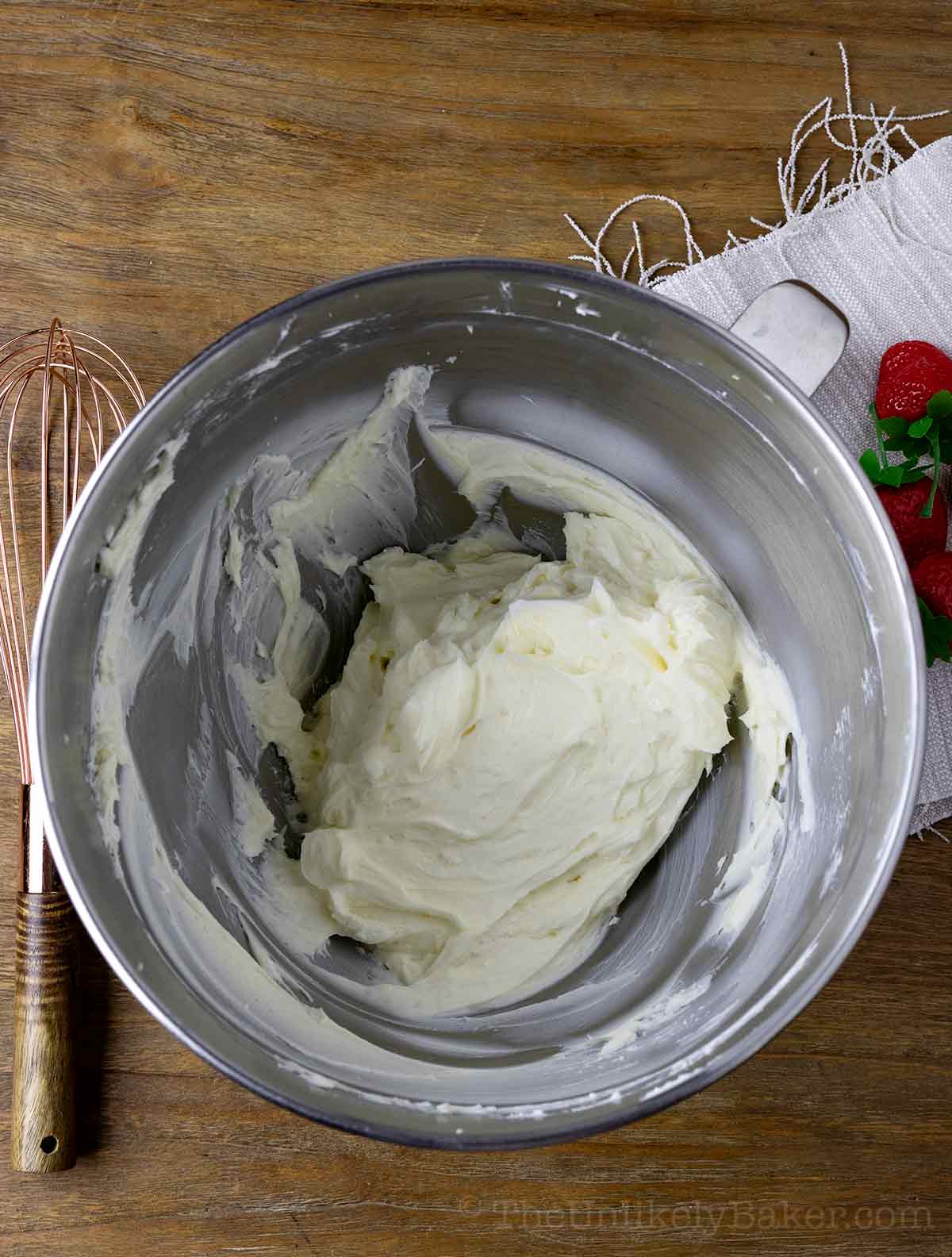 Beaten cream cheese and sugar.