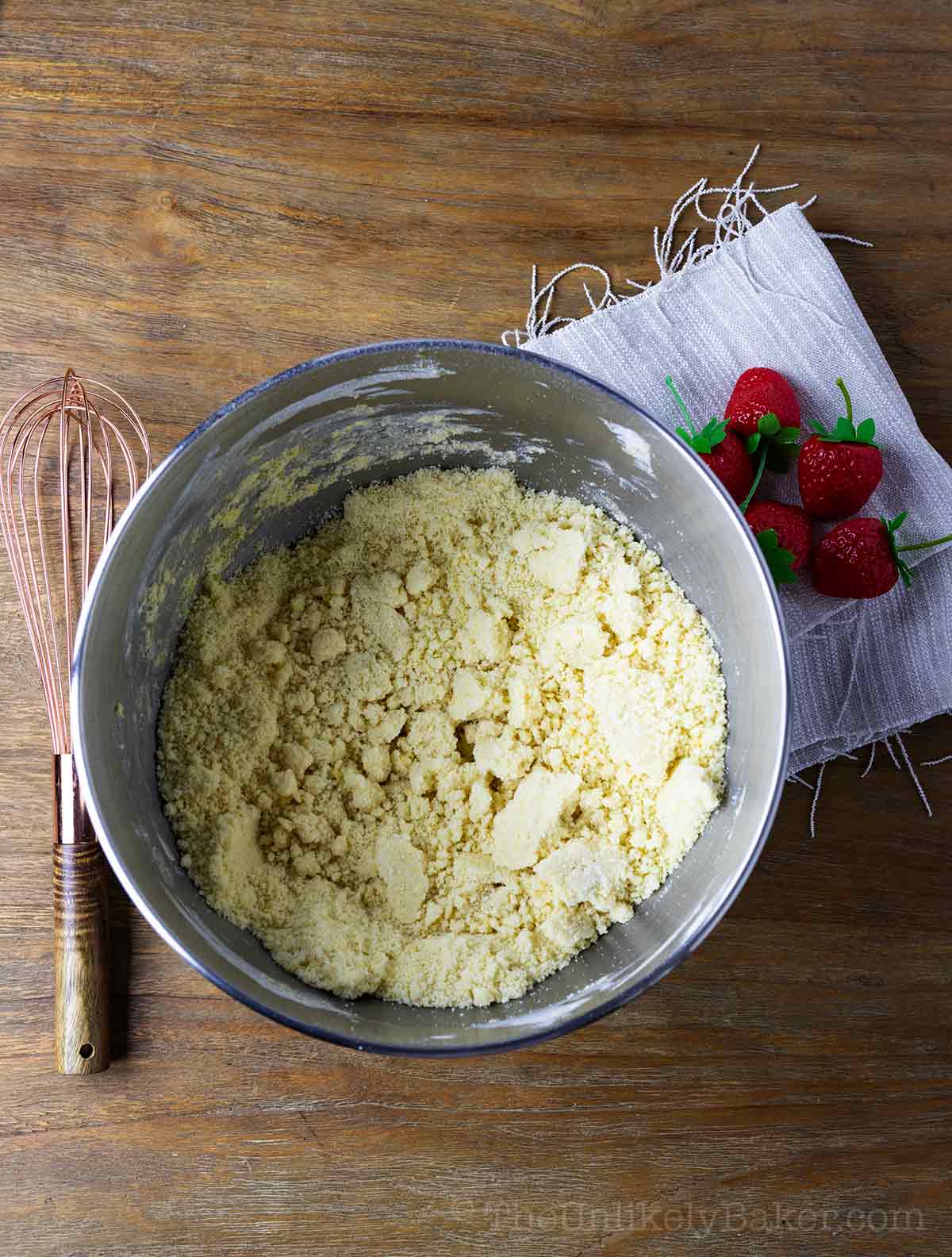 Crust ingredients beaten to a coarse meal.