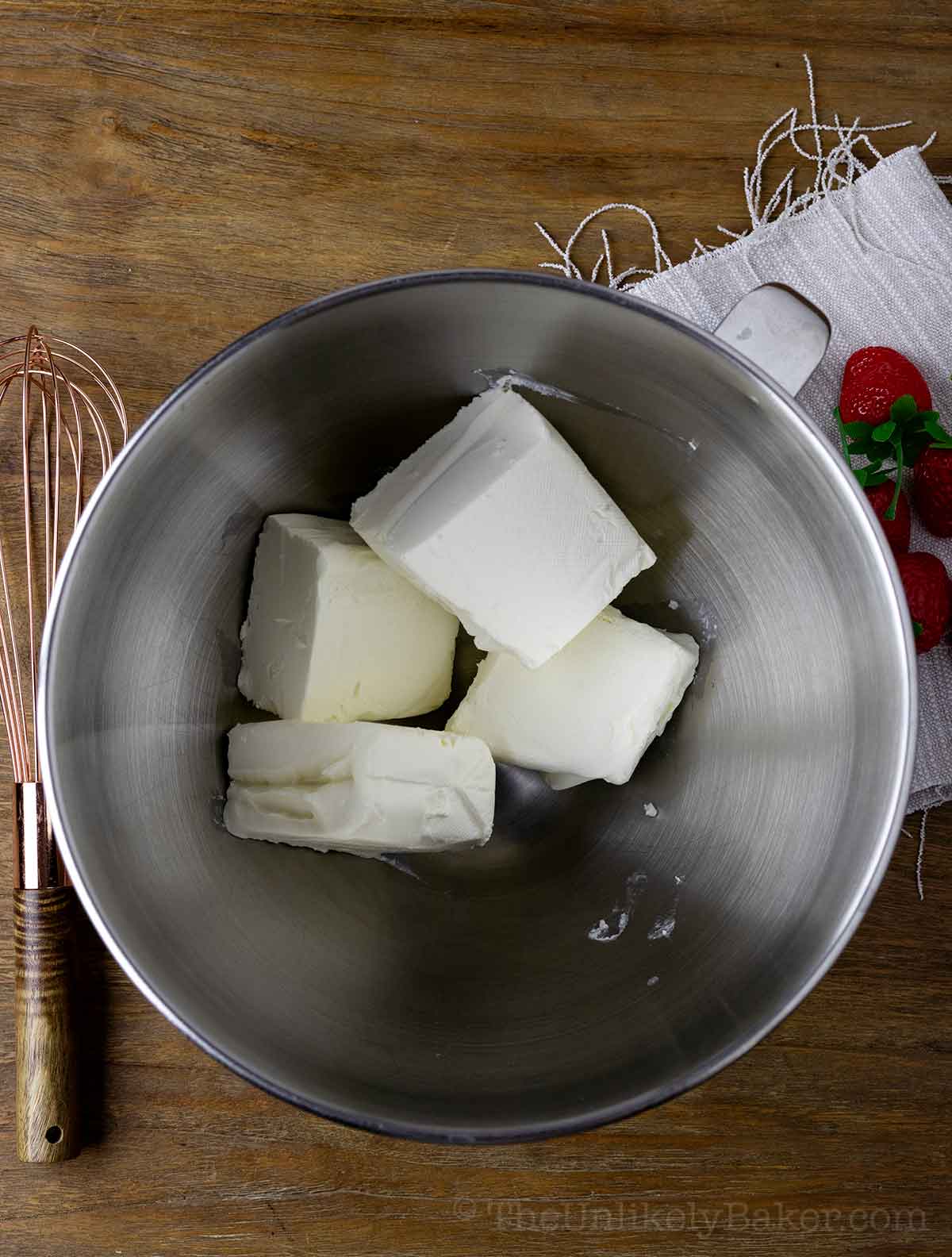 Cream cheese in a bowl.