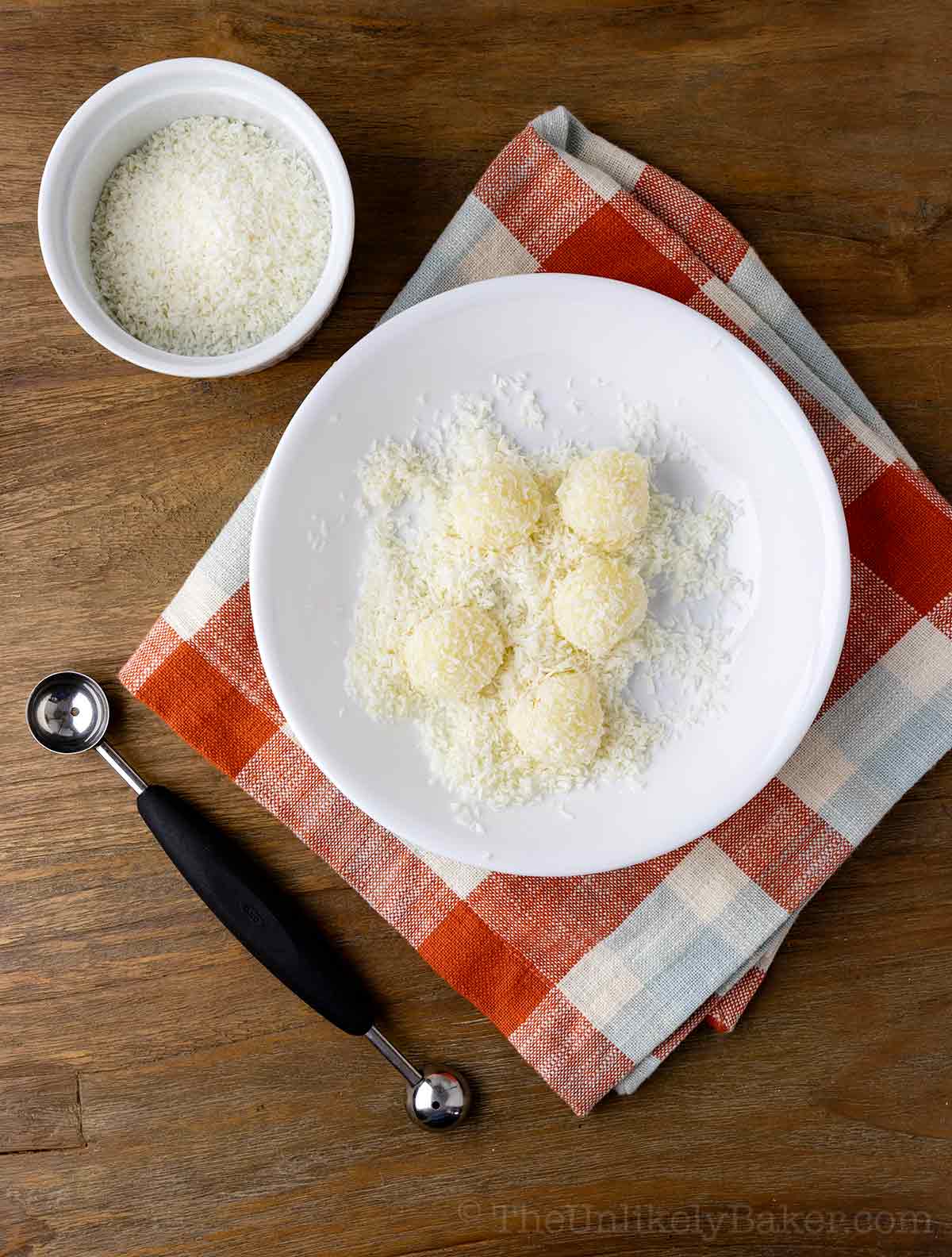 Freshly made Filipino coconut balls.