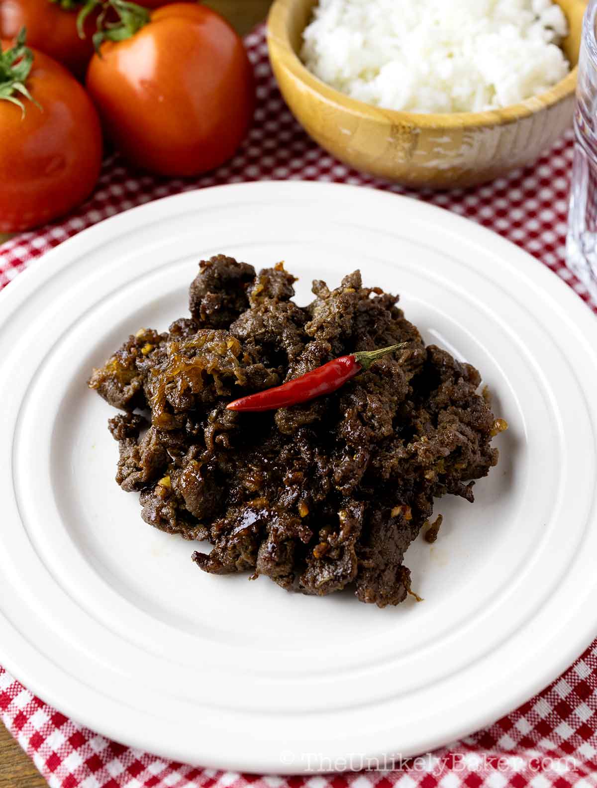 Filipino beef tapa with a side of rice.
