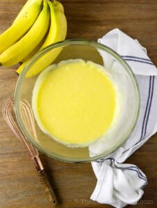Wet ingredients in a bowl.