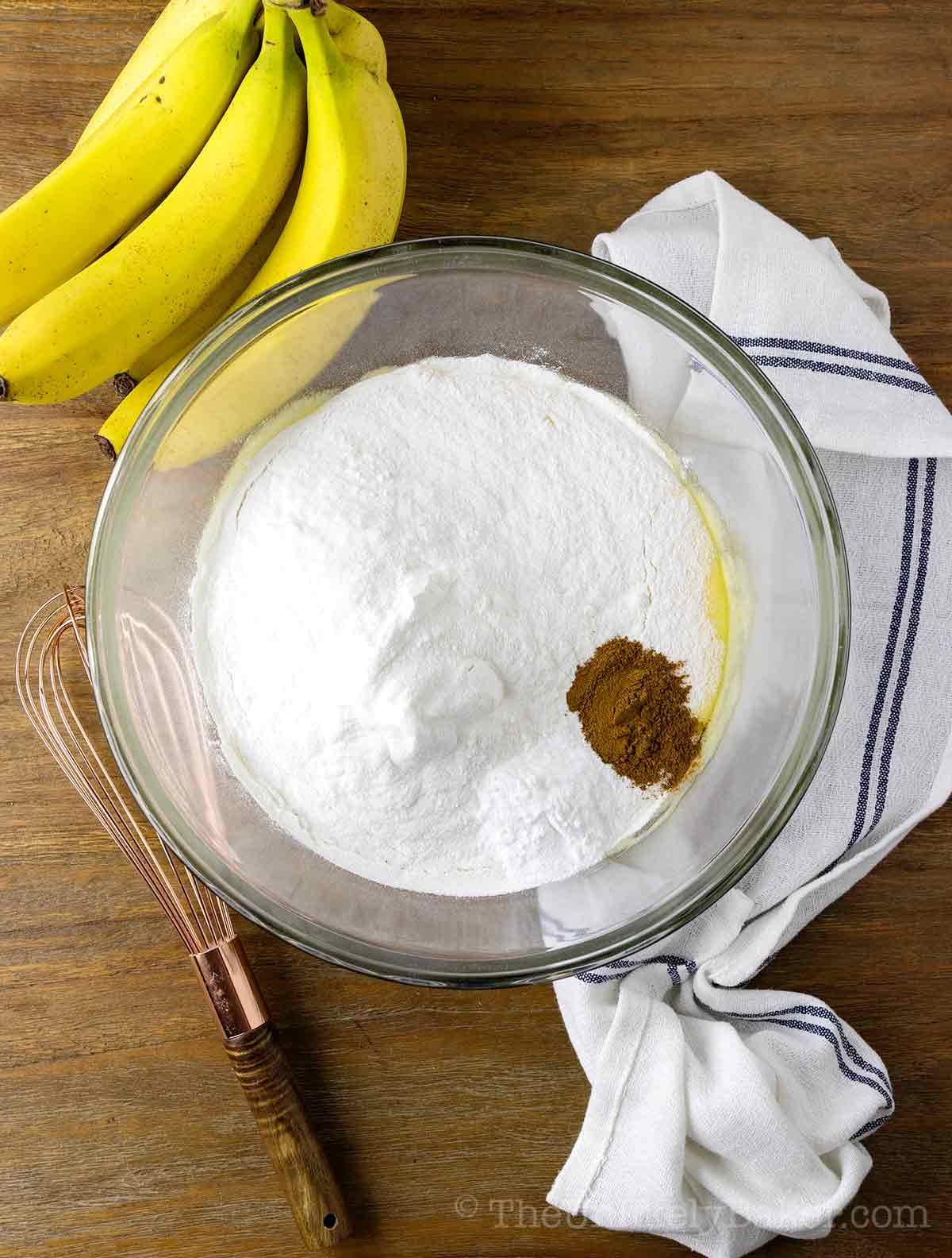 Dry ingredients added to creamed butter.