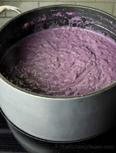 Creamy rice porridge in a pot.