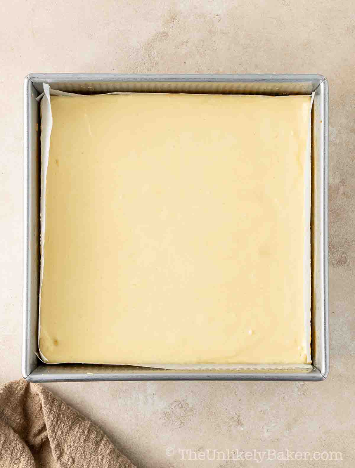 Creamy cheesecake fresh from the oven.