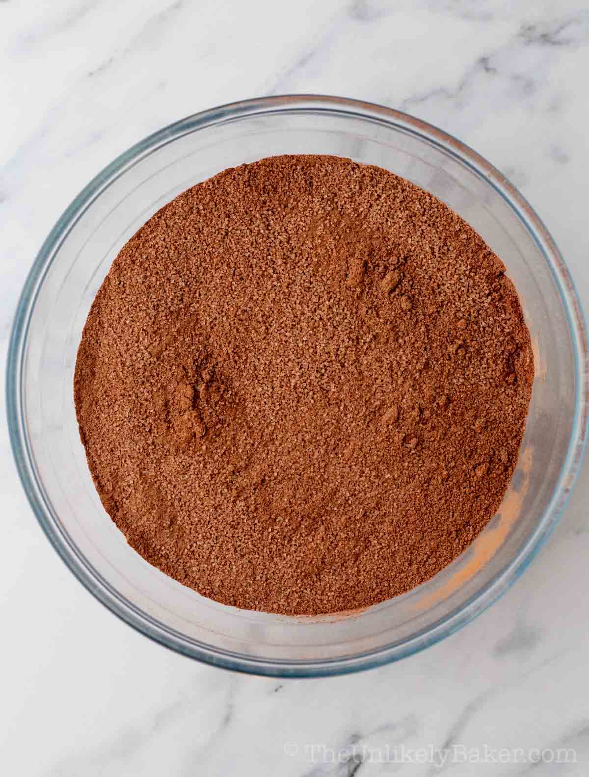 Dry ingredients combined in a bowl.