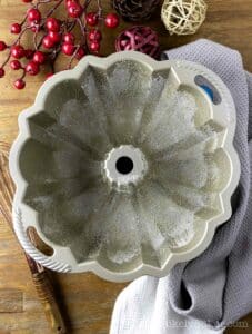 Greased bundt pan.