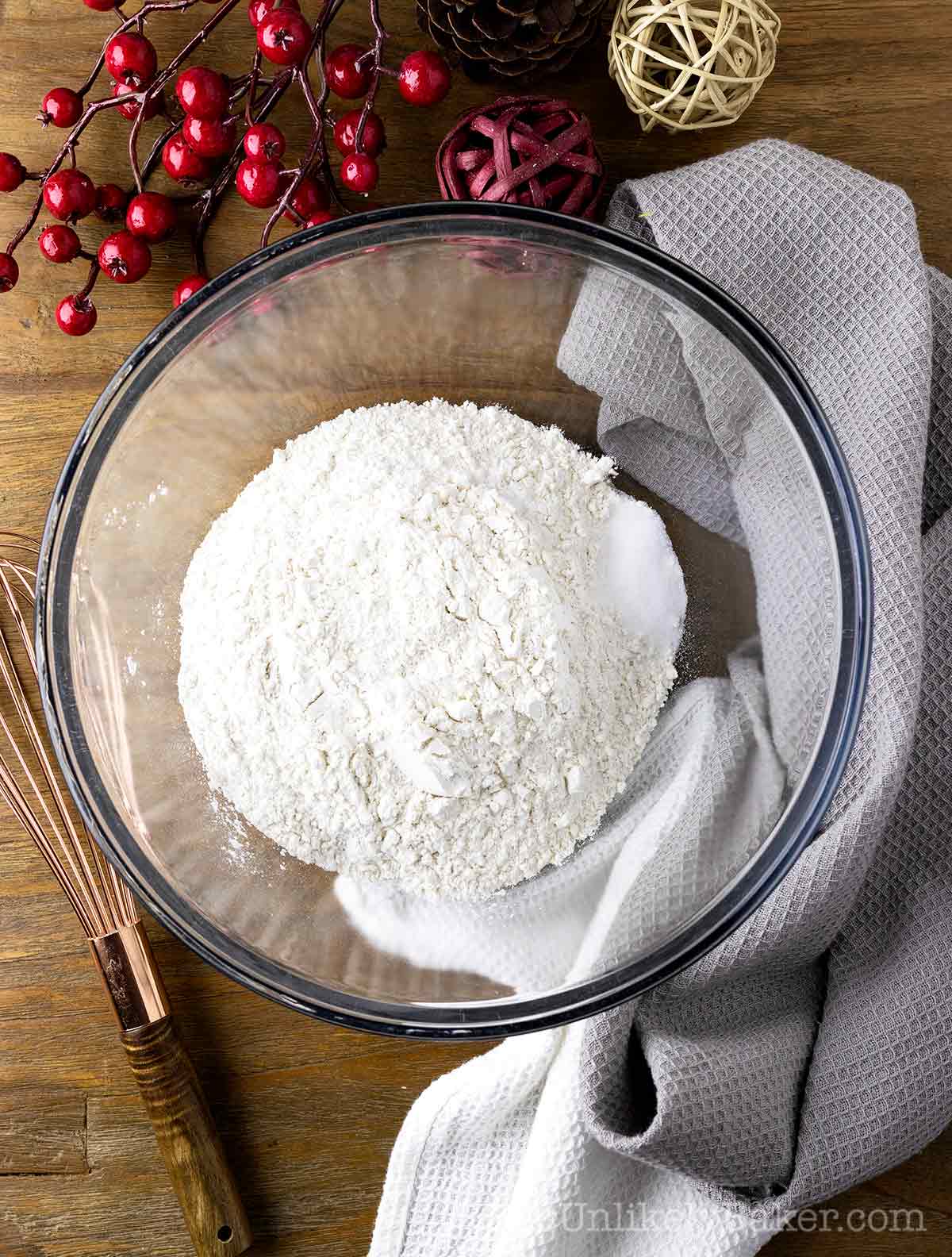 Dry ingredients in a bowl.
