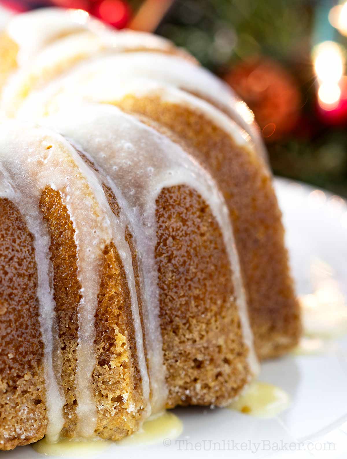 Eggnog pound cake made from scratch.