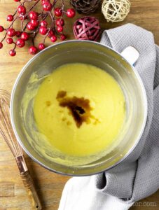 Vanilla and rum added to cake butter.