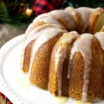 Eggnog pound cake with eggnog glaze.