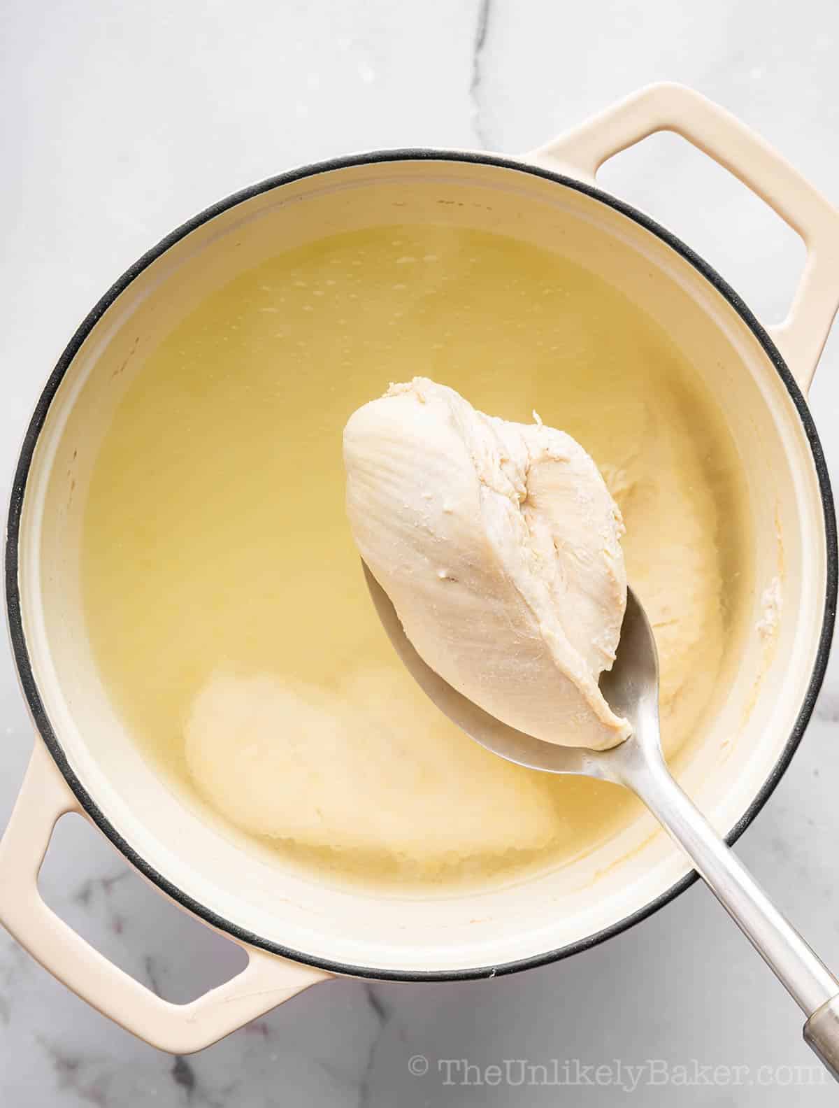 Cooked chicken breast.