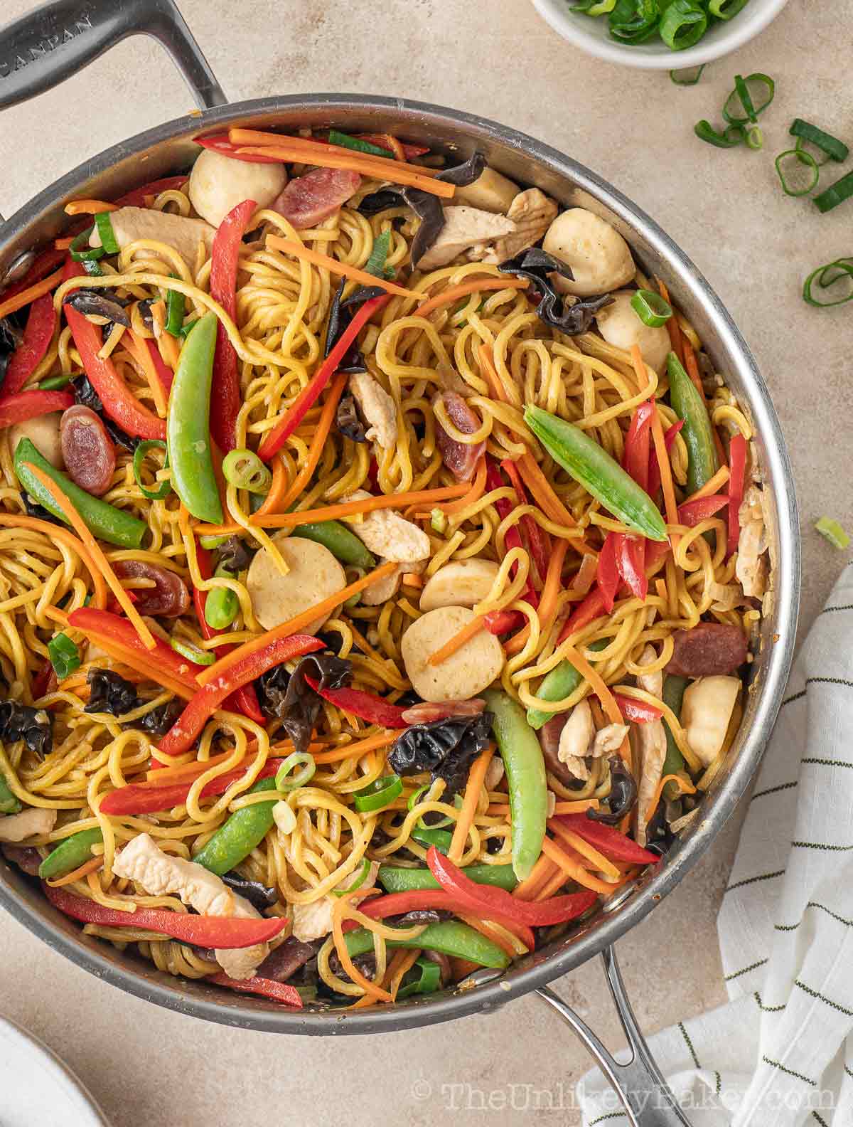 Filipino pancit canton noodle dish.