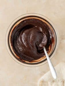 Smooth and shiny chocolate ganache.