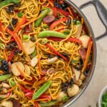Filipino pancit canton with veggies and meat.