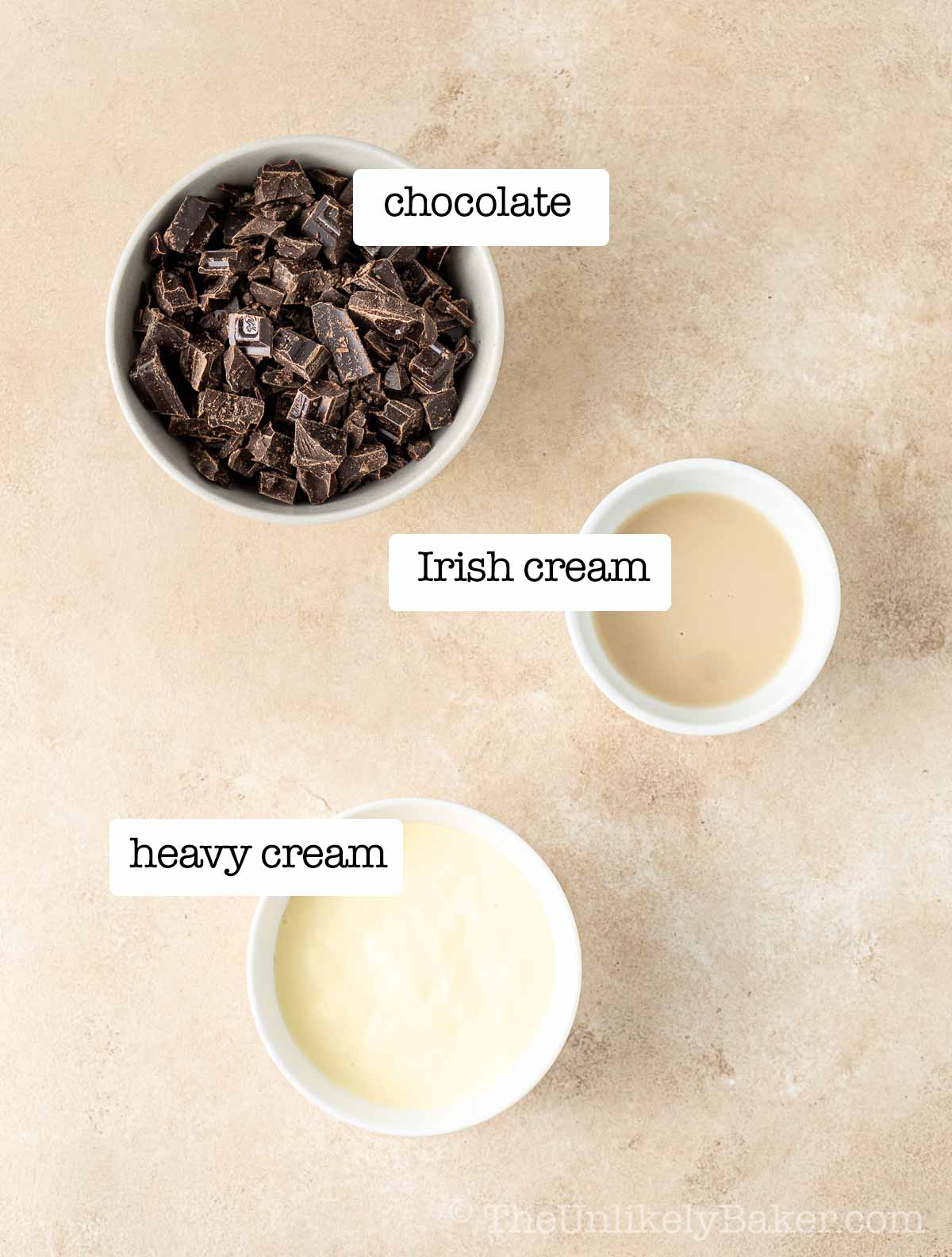 Ingredients for Baileys chocolate truffles.