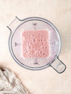 Wet ingredients in a blender.