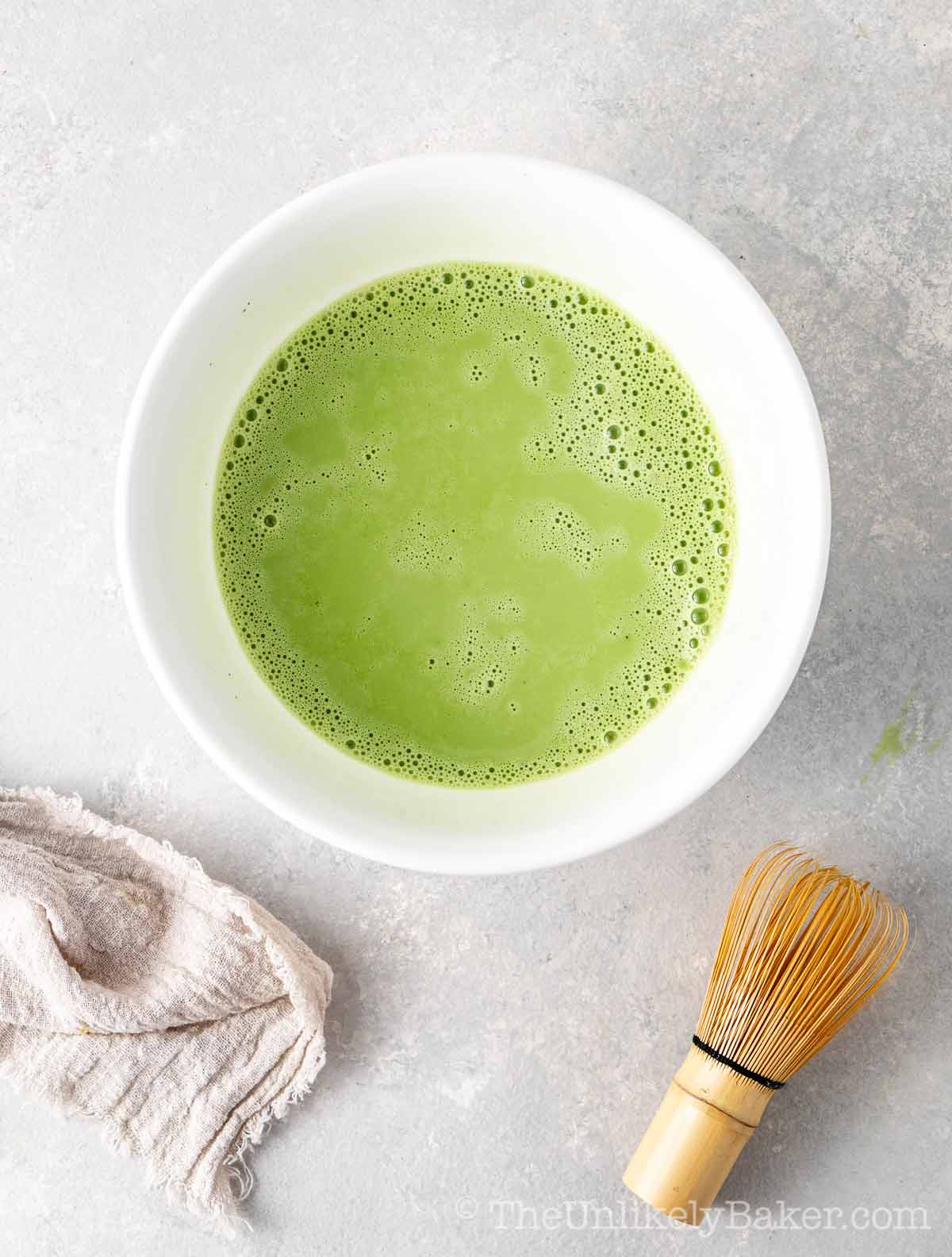Matcha milk mixture.