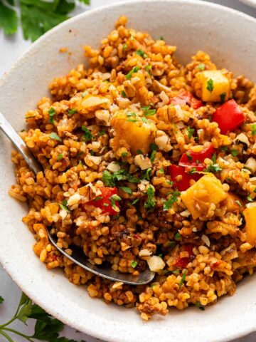 Bulgur pilaf in a bowl.