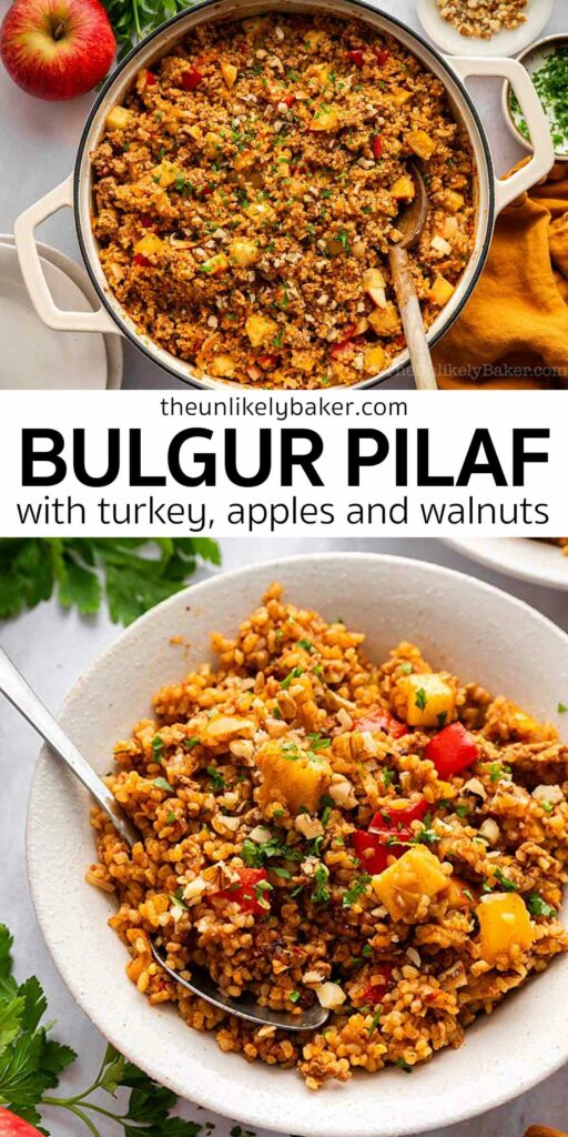 Pin for Bulgur Pilaf with Turkey and Apples.