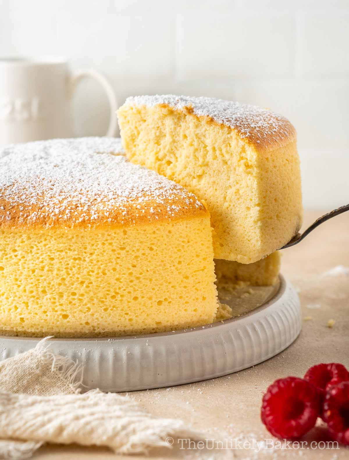 Freshly baked Japanese souffle cheesecake.