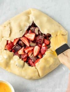 Crust brushed with egg wash.