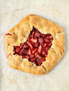 Freshly baked rhubarb strawberry galette.