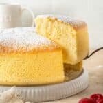 A slice of Japanese souffle cheesecake.
