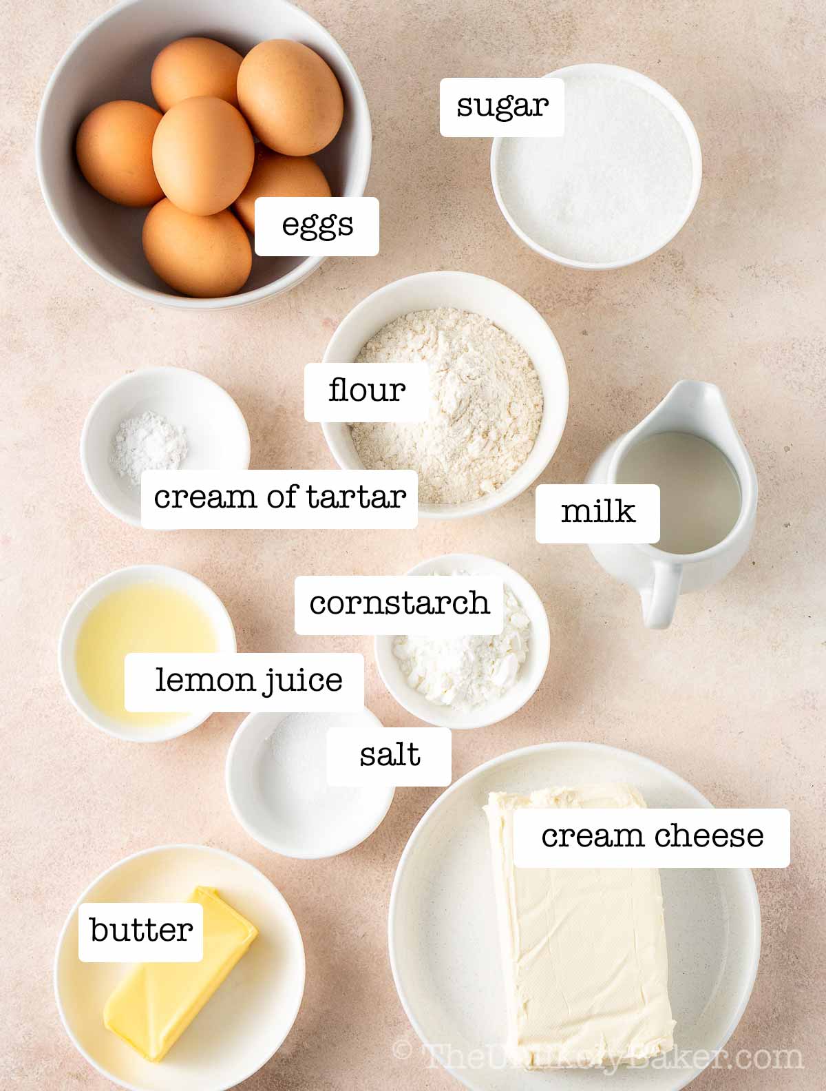 Ingredients for Japanese souffle cheesecake.