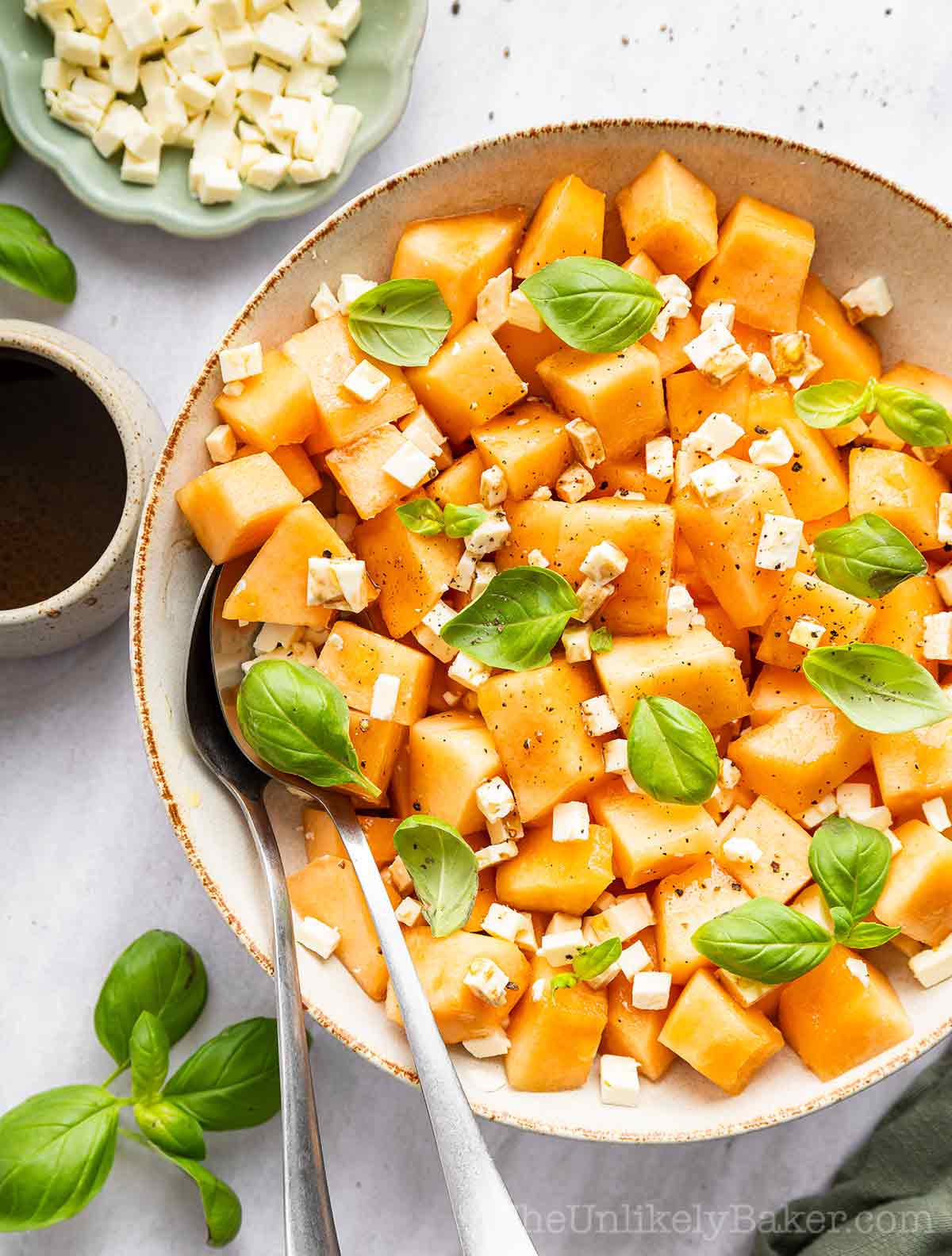 Cantaloupe salad with feta.