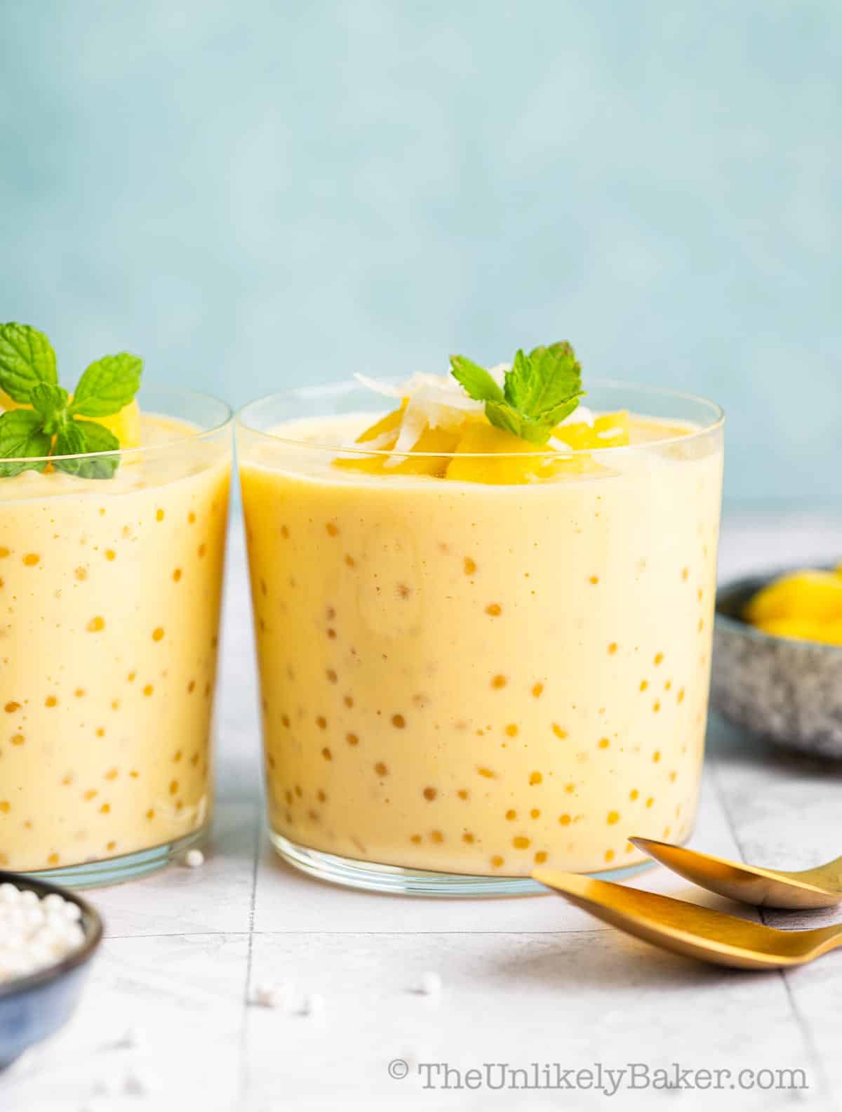Filipino mango dessert in cups.
