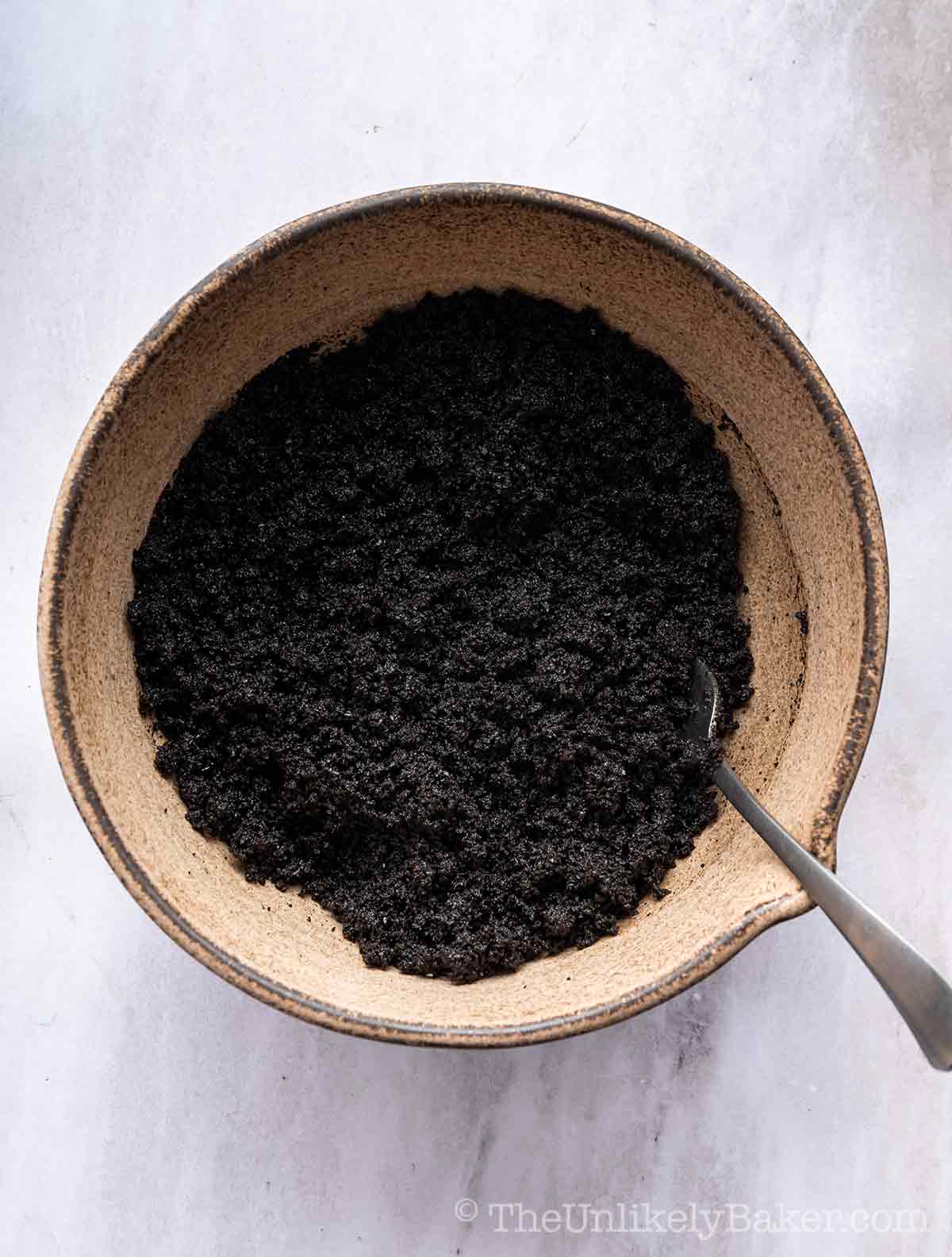 Oreo crust mixture.