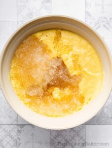 Cooked sago added to mango mixture.