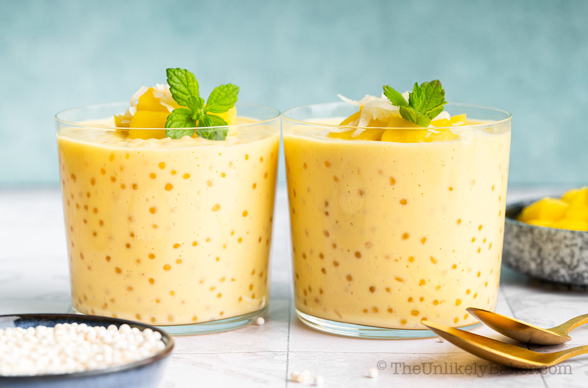 Mango Filipino dessert in cups.