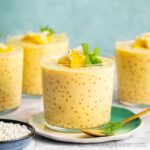 Filipino mango sago in individual serving cups.
