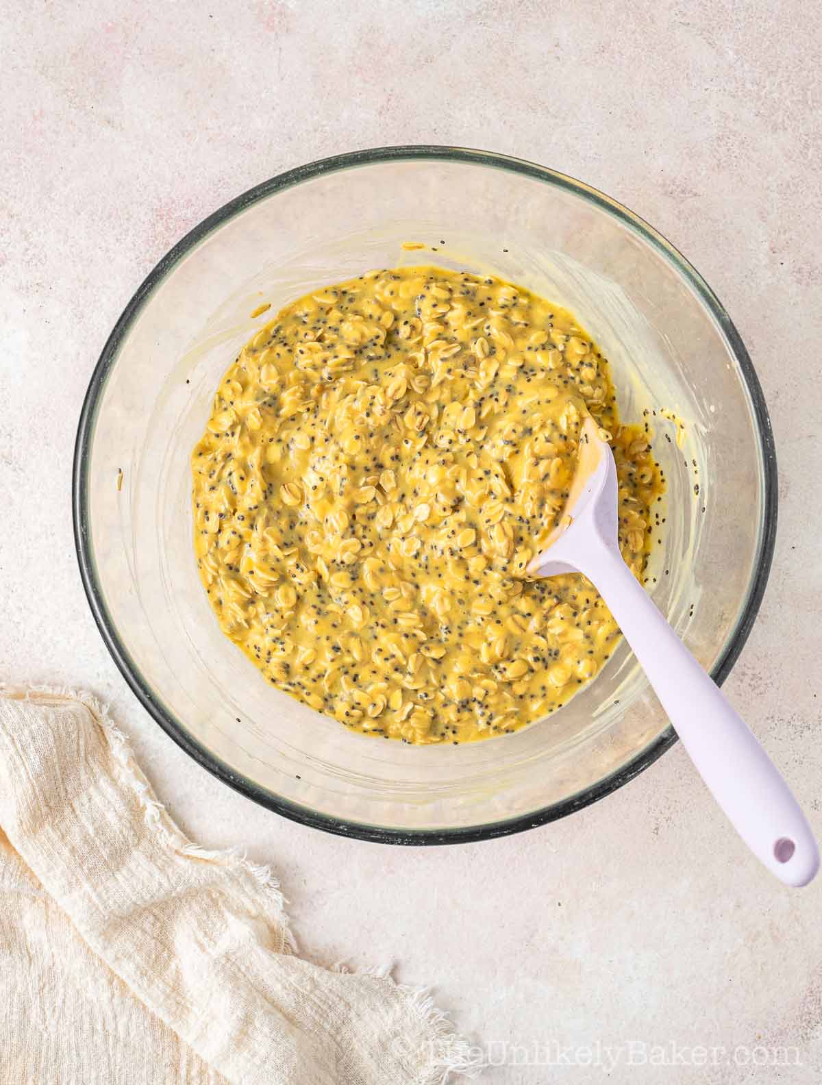 Oats mixture in a bowl.