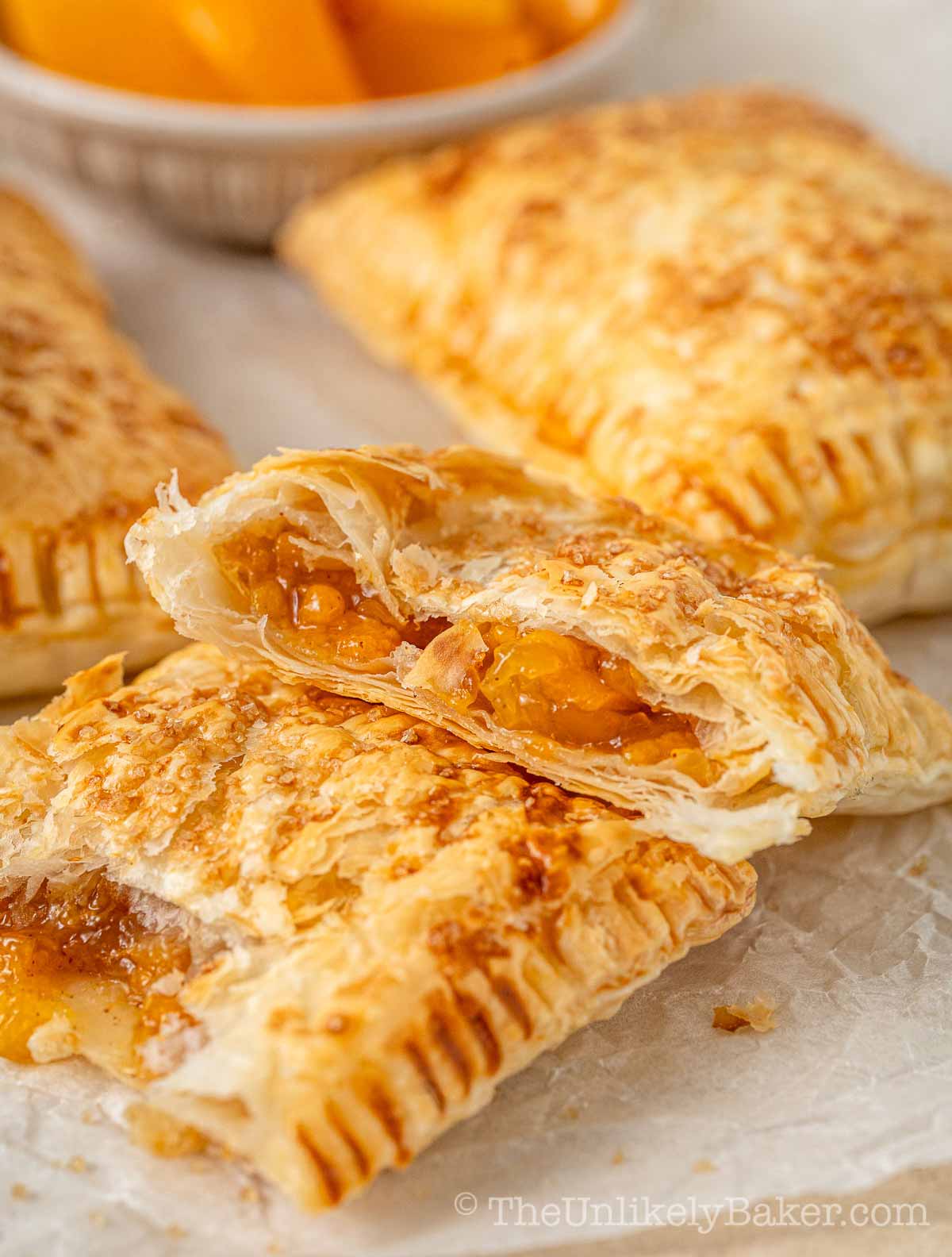 Peach and mango pocket pies.
