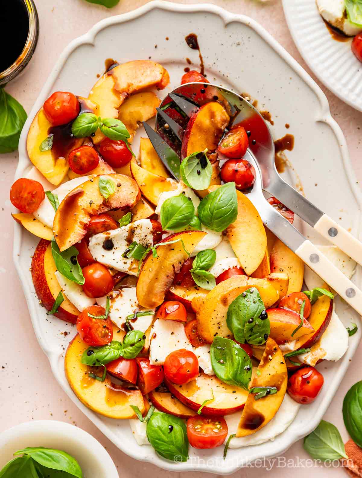 Caprese salad with peaches.