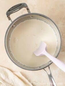 Milk mixture in a pot.