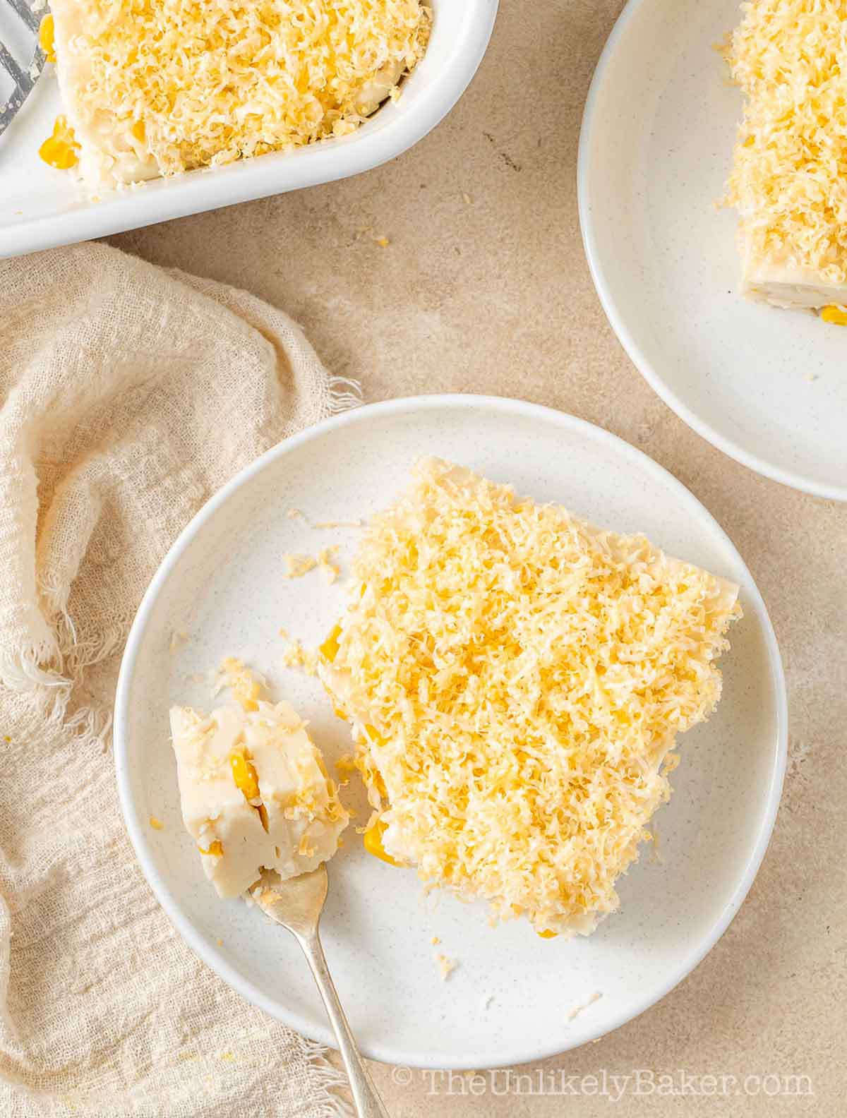Maja blanca with corn.