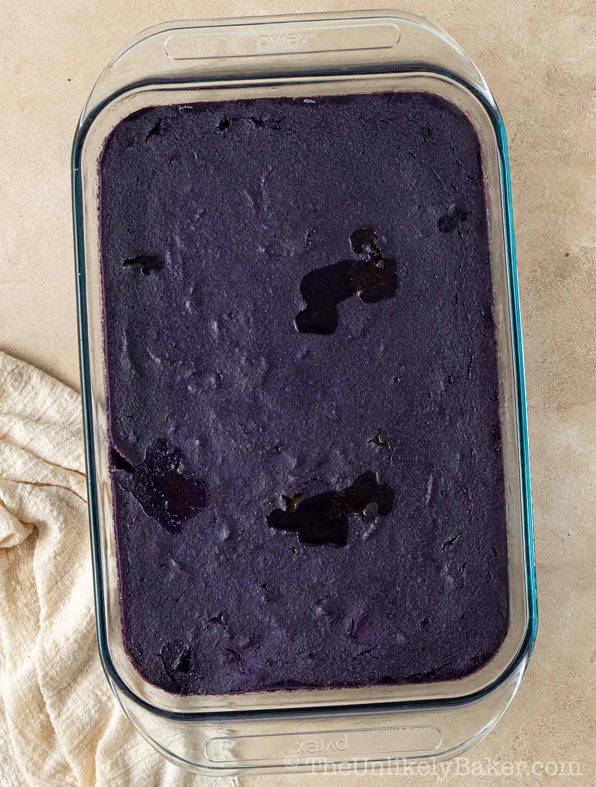 Baked purple yam and cassava cake.