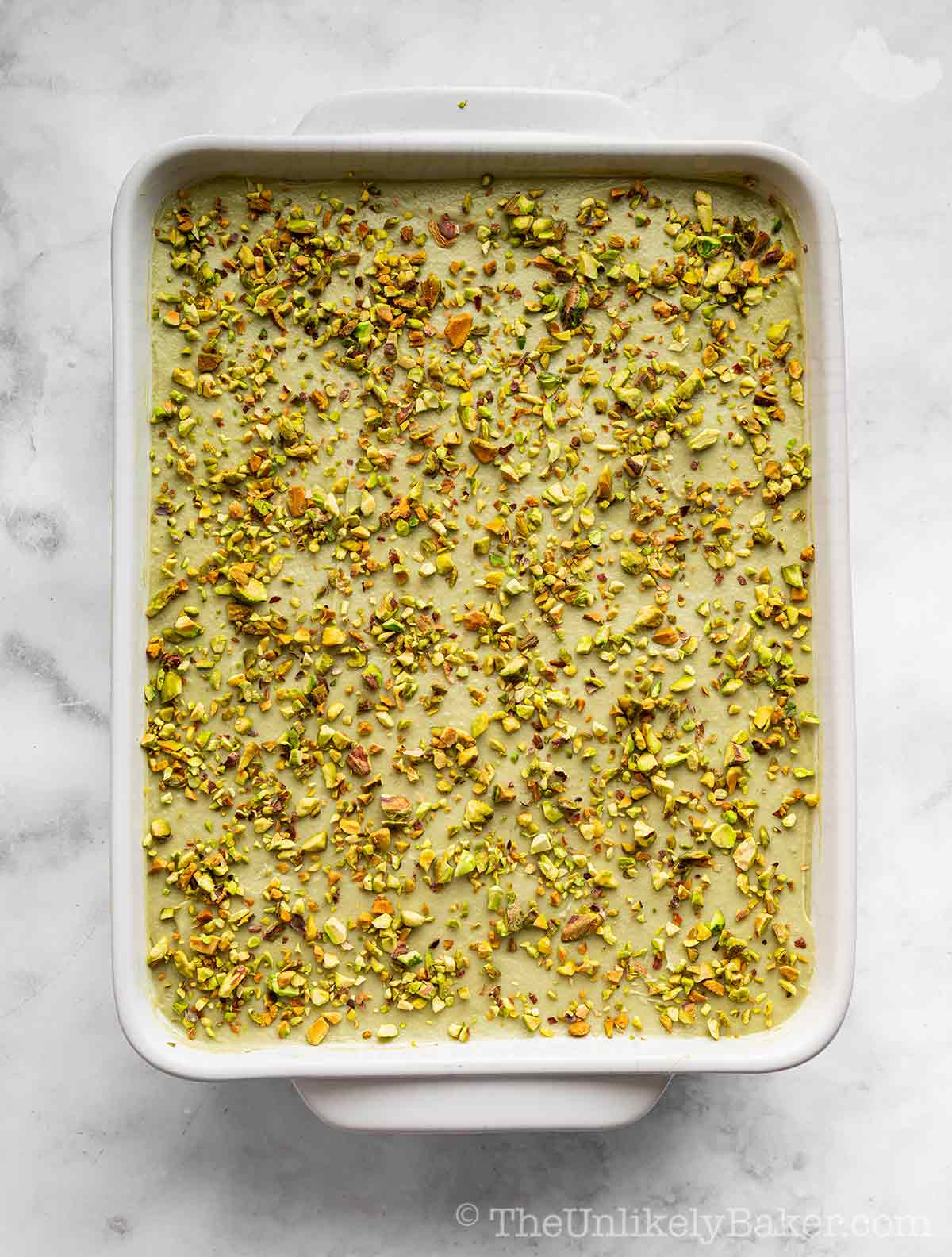Chopped salted pistachios sprinkled on top.