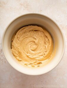 Cookie butter pie filling in a bowl.