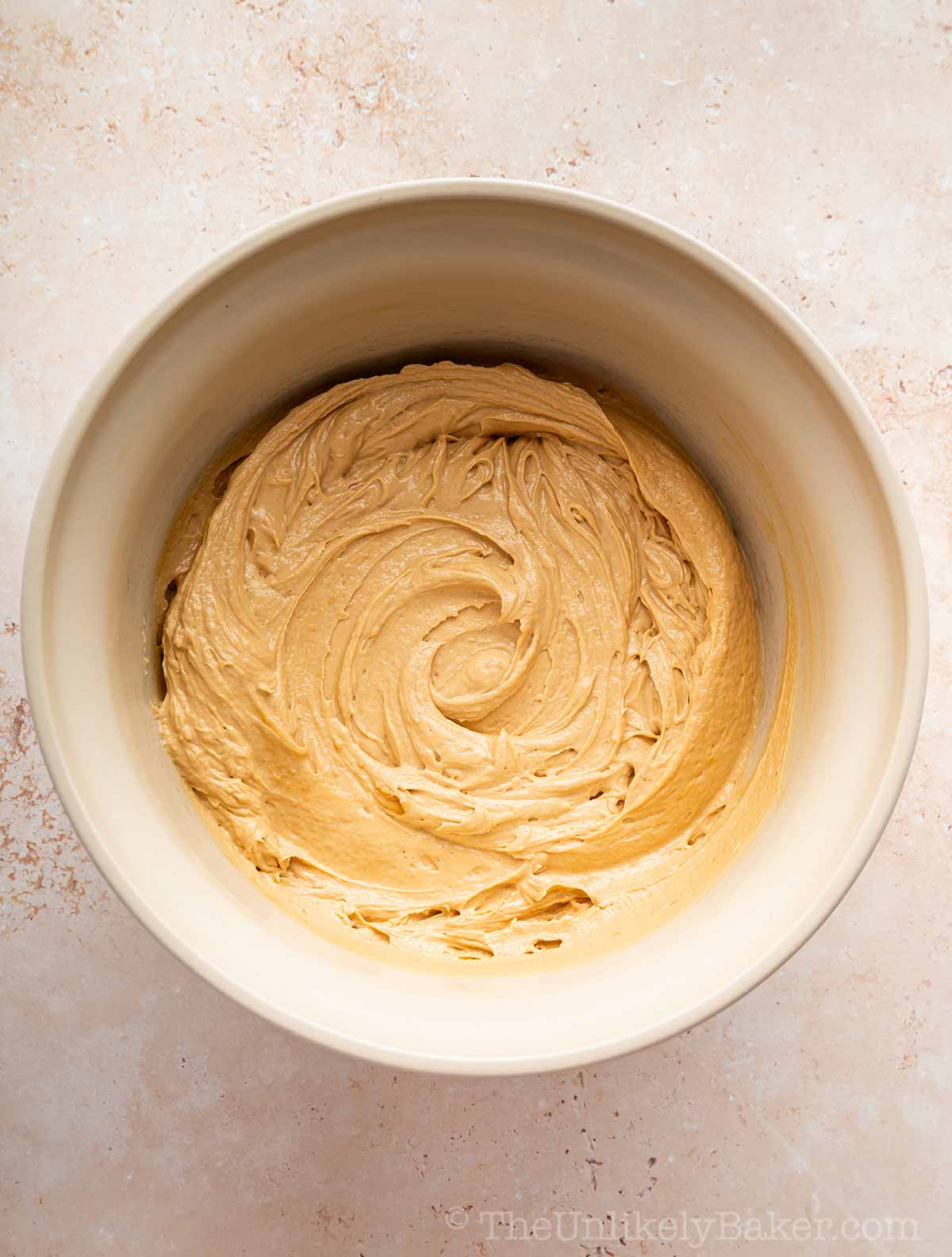 Cookie butter pie filling in a bowl.